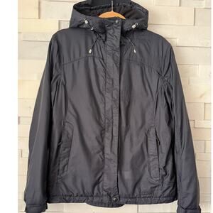 L.L. BEAN Trail Model Hooded Fleece-Lined Rain Jacket M Navy Active Outdoors